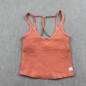 Vuori Tank Top Womens XS Orange Rib Cropped Yoga Sleeveless V-Neck Sports  VW189